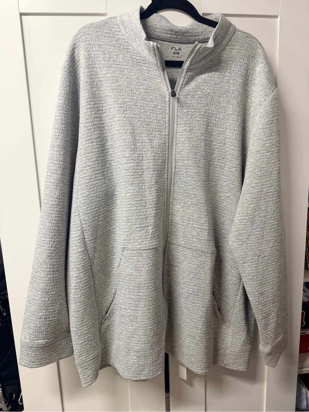 Men’s Light Gray Full-Zip Pullover Sweater by FLX
